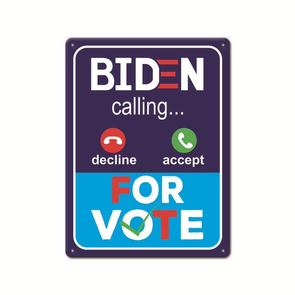 Placa de parede com pintura retrô em ferro Biden Calling Home Decor