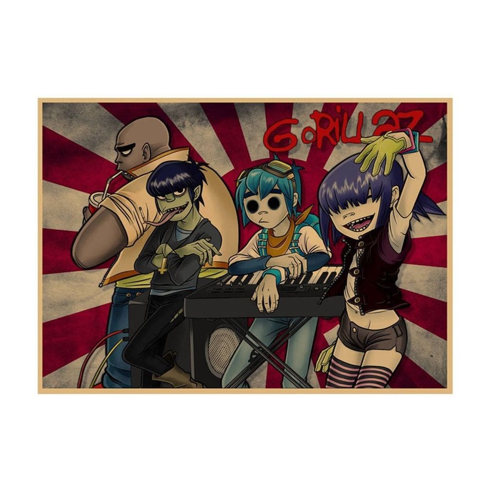 Pôster com pintura em papel Gorillaz Vintage Music 29.7x42cm