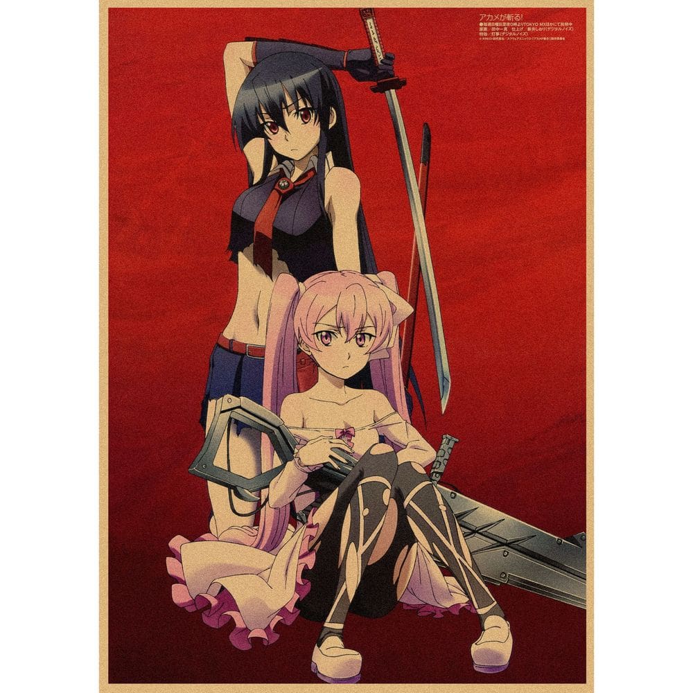 Pintura em pôster Akame ga Kill Anime Retro Kraft Paper 29,7x42cm