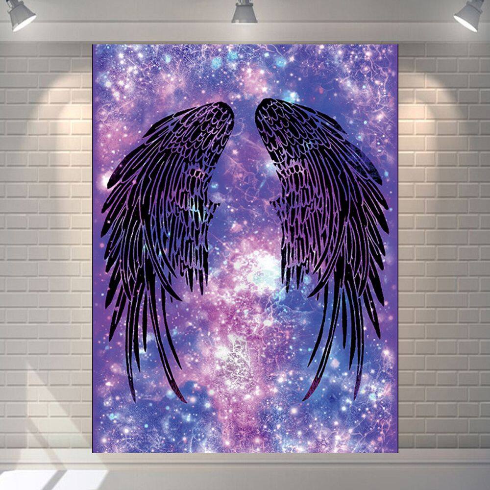 Tapeçaria para pendurar na parede roxa Galaxy Angel Wings 100x150cm