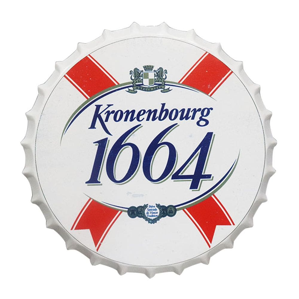 Decoração de parede Kronenbourg 1664 Beer Cap Vintage Iron 42x42 cm