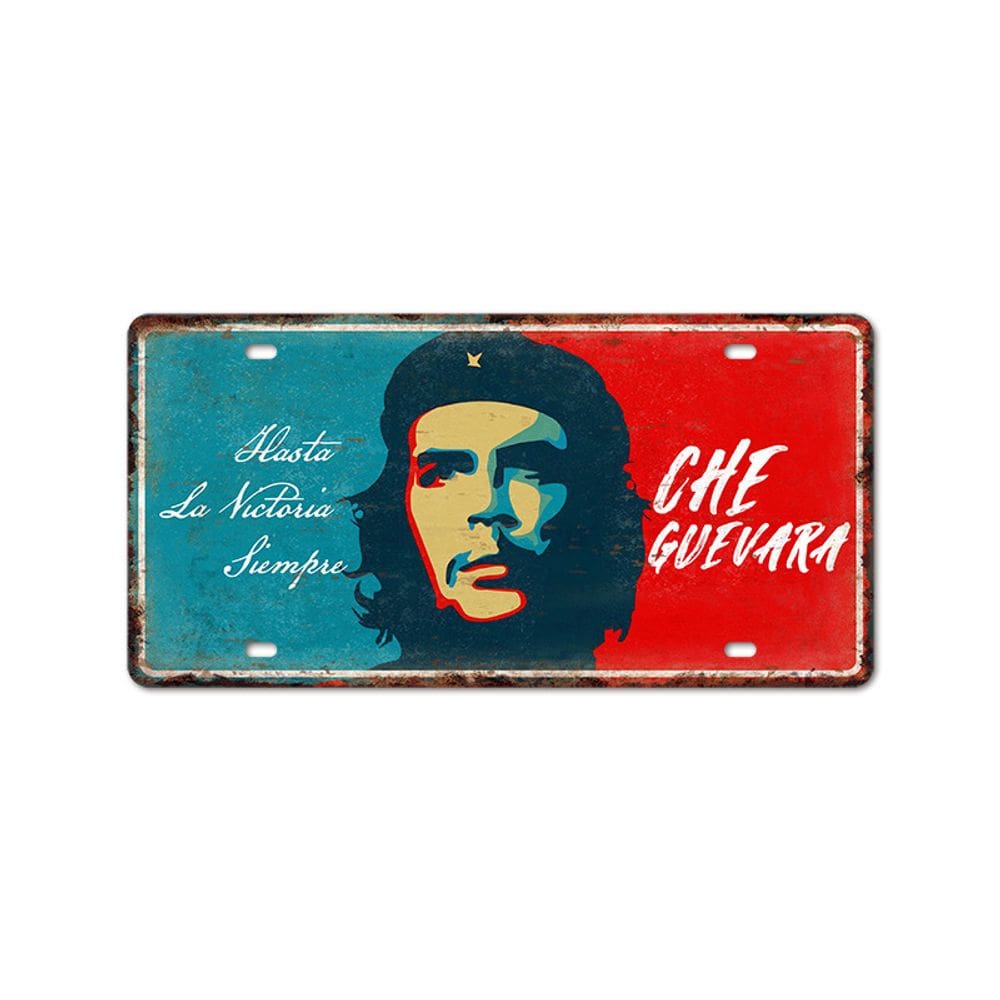 Decoração de parede com letreiro de metal Che Guevara Vintage 15x30cm