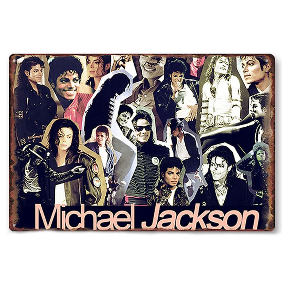 Decoração de parede com letreiro de estanho Michael Jackson Vintage 20x30cm Iron