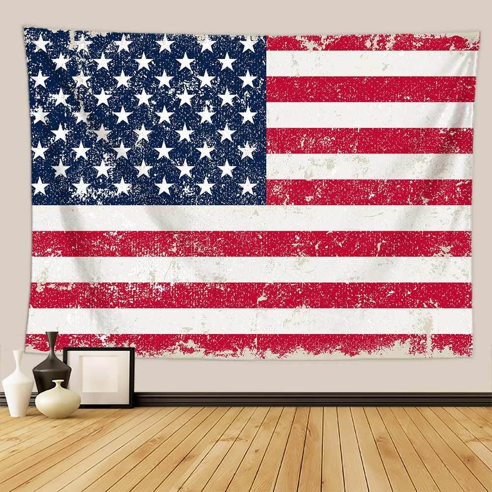 Tapeçaria vintage da bandeira dos EUA com design envelhecido 100x150cm