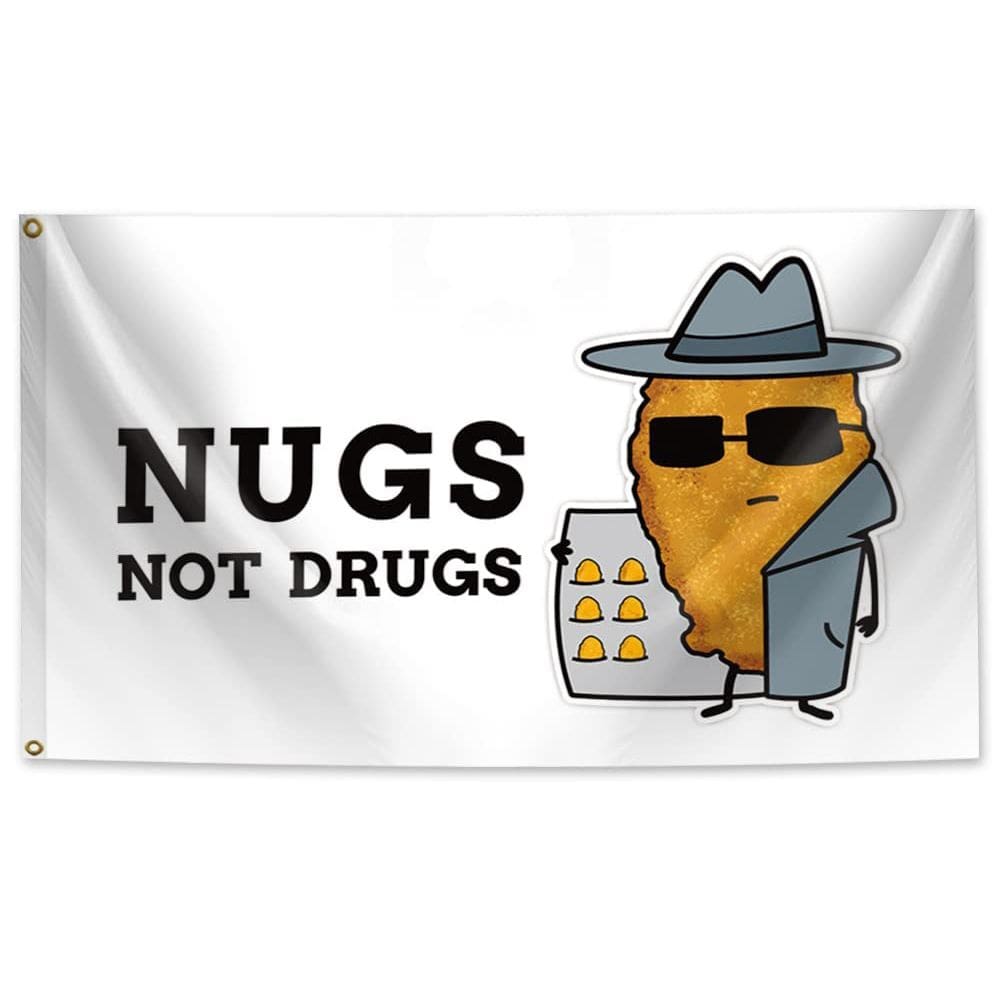 Tapeçaria Nugs Not Drugs Desenho de pepitas de desenho animado 100x150cm