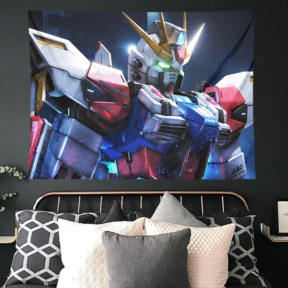 Tapeçaria para pendurar na parede Gundam 100% poliéster 100x150cm