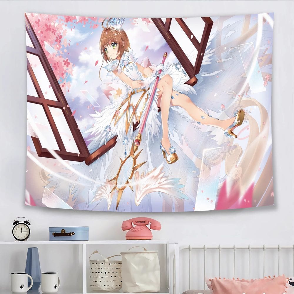 Tapeçaria para decoração de parede Anime Angel Girl Fantasy 100x150cm