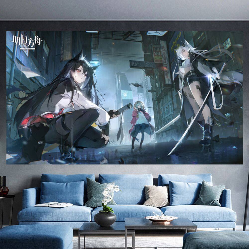 Tapeçaria para pendurar na parede Anime Arknights Battle Scene 100x150cm