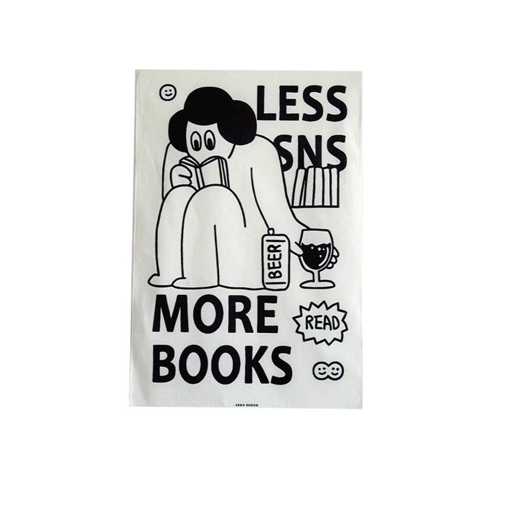 Tapeçaria Menos SNS Mais livros Motivacional 100x150cm Poliéster