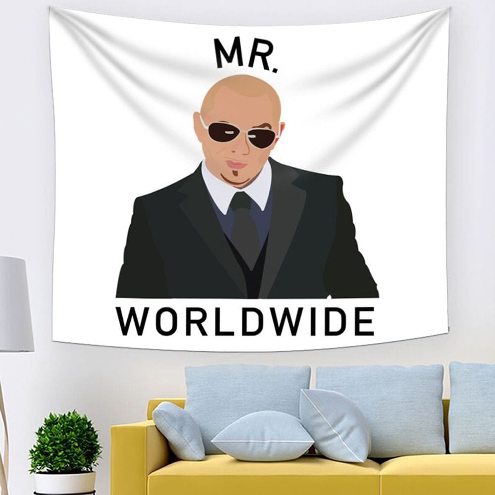 Tapeçaria para pendurar na parede Mr. Worldwide Iconic Design 100x150cm