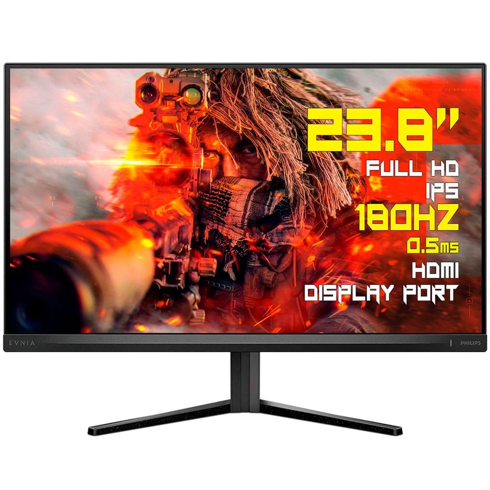 Monitor Gamer LED Philips Evnia 23.8” Polegadas, Full HD,180Hz, 0,5ms, Tela IPS, HDR10, HDMI, Display Port - 24M2N3200L