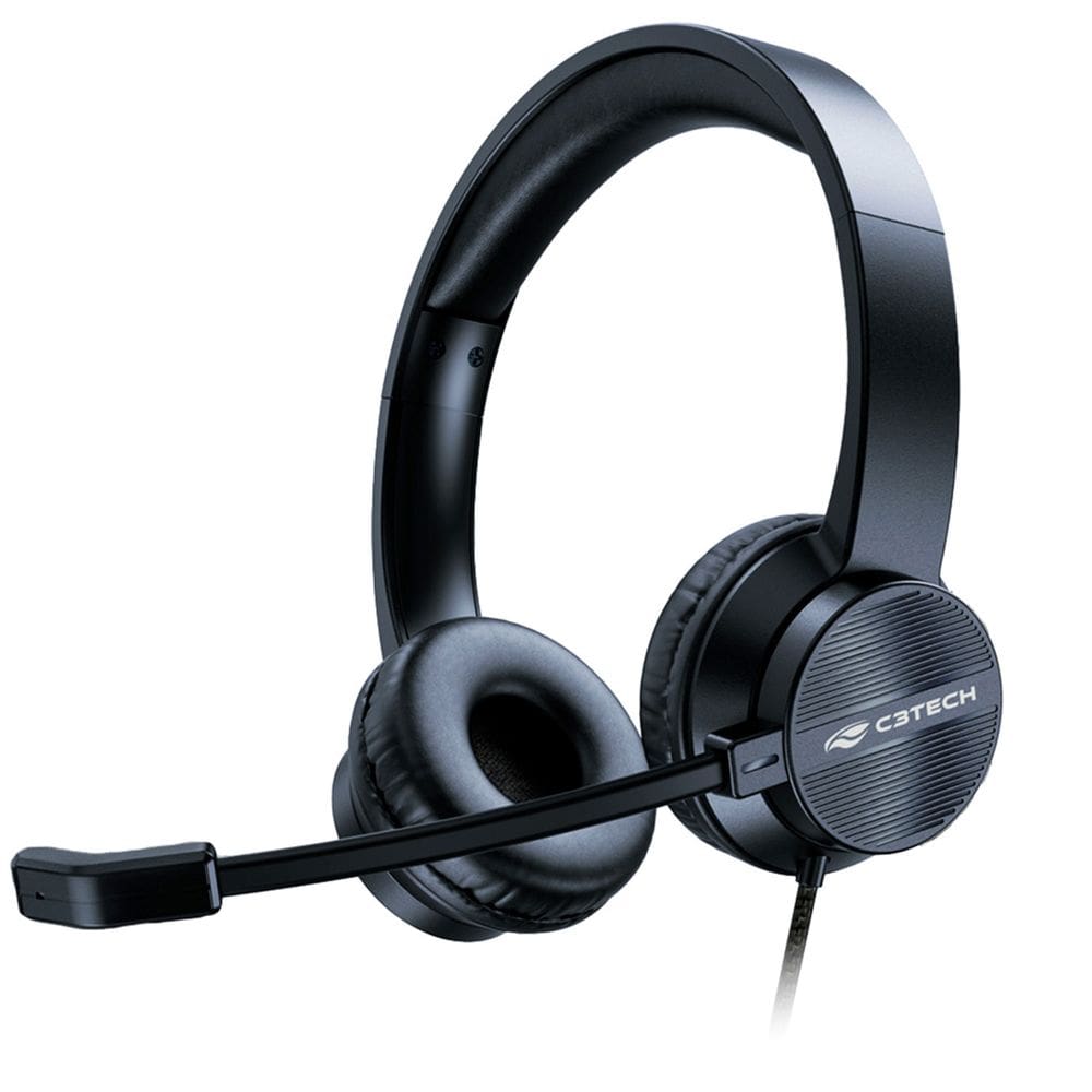 Headset Office C3Tech, Conexão USB, Driver 40mm, Design Ergonômico, Microfone Integrado, Cabo 1,80 Metros - PH-380BK