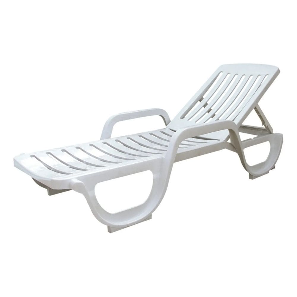 Espreguicadeira Branca Plastico Reclinavel 90kg - Roma