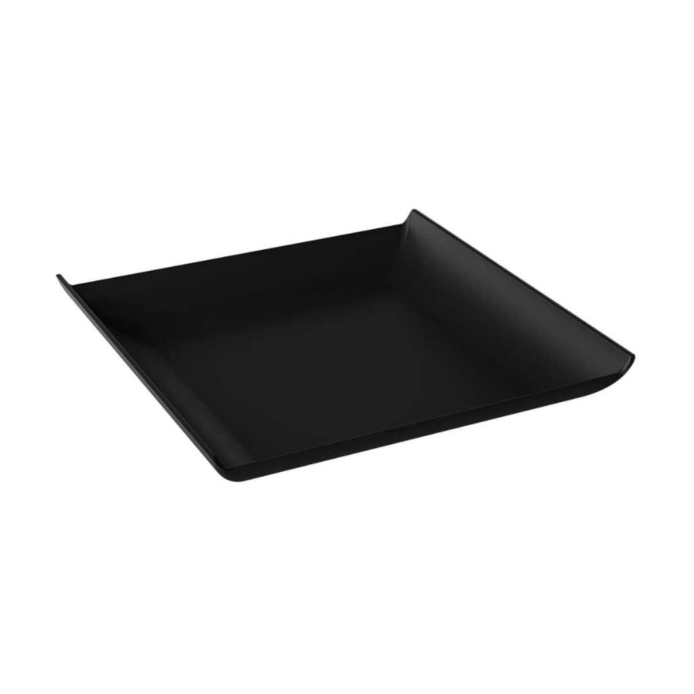 Prato Quadrado 16cm Preto Pequeno Avulso Plástico Cozy Coza Lanches Frutas Frios