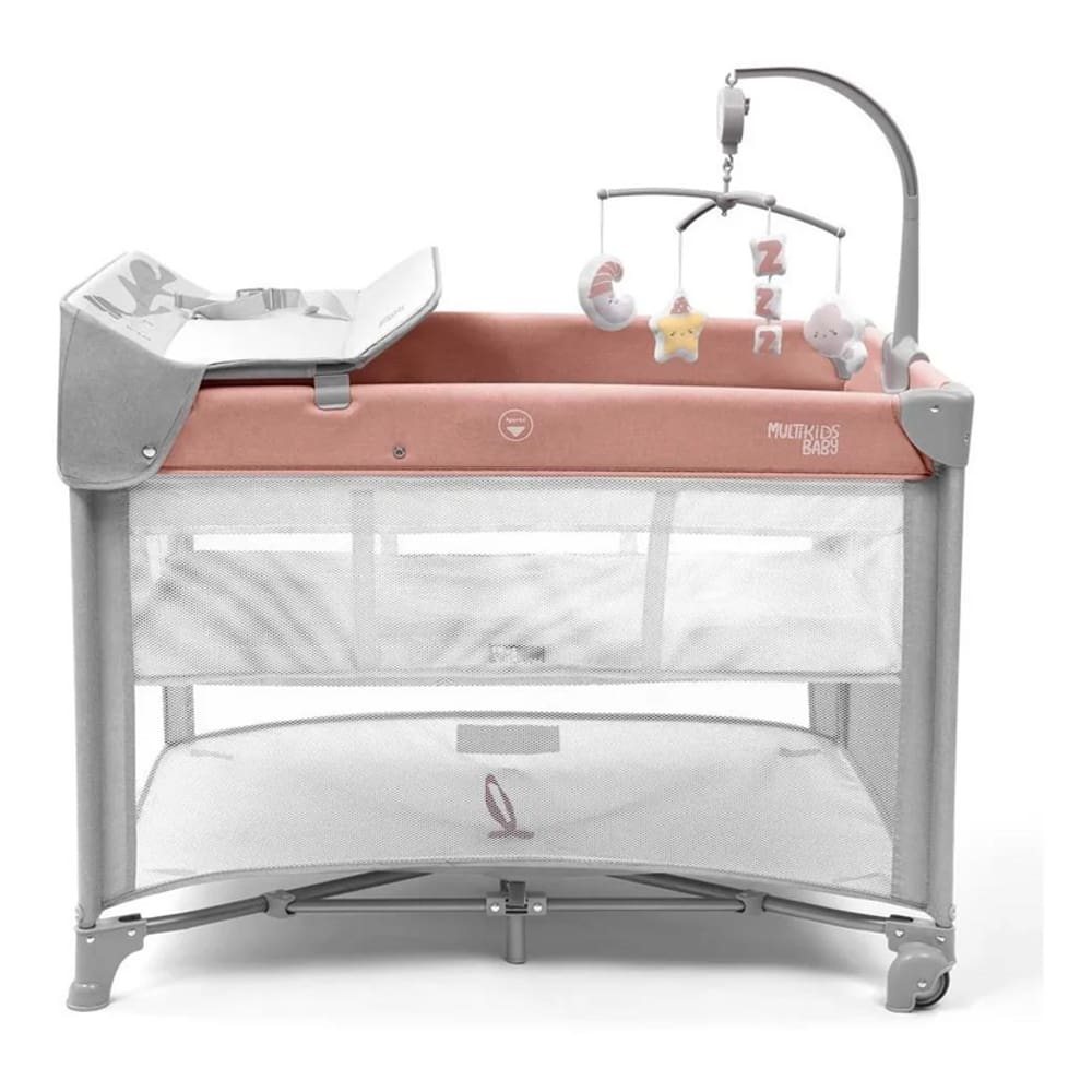Berço Desmontável 0-15kg Multikids Baby Daydream Rosa BB389