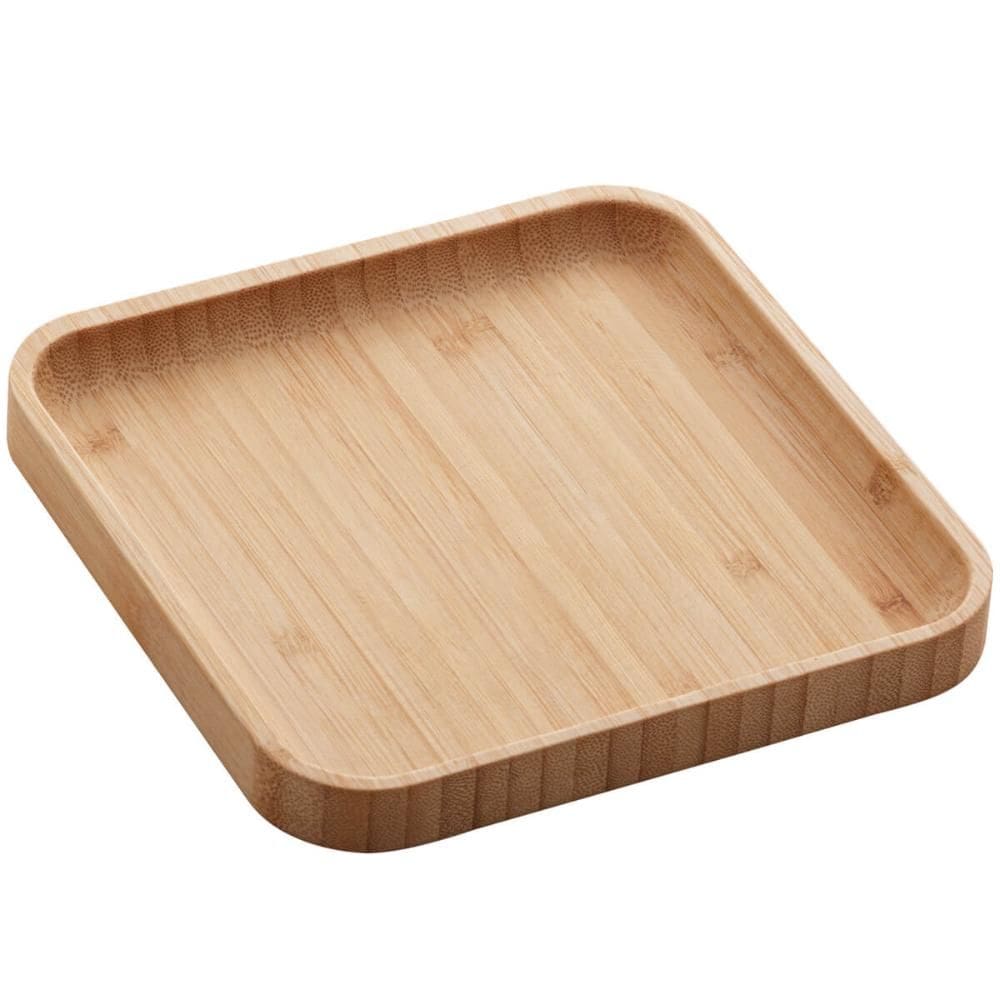 Bandeja de Bambu Square Lyor 17x17cm Prato Pequeno Quadrado para Servir Casa Eventos