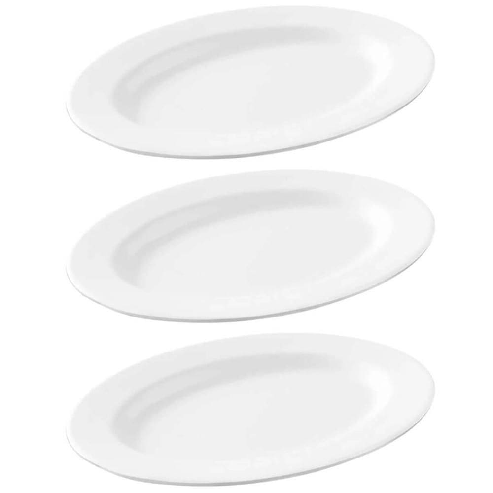 Kit 3 Travessas de Melamina Bandeja Oval Servir Porções Petiscos Saladas Pratos Quentes