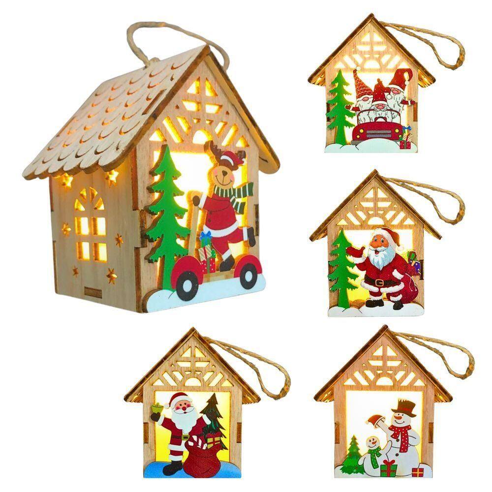 Pingente De Natal Decoração Cabana Led Amarelo