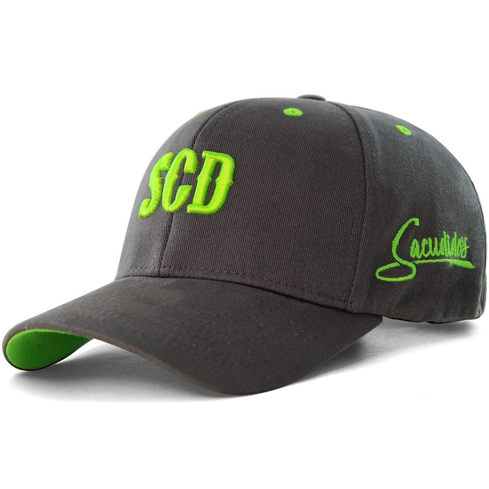Boné Fechado Sacudido`s - SCD - 6 gomos - Cinza - Verde Neon