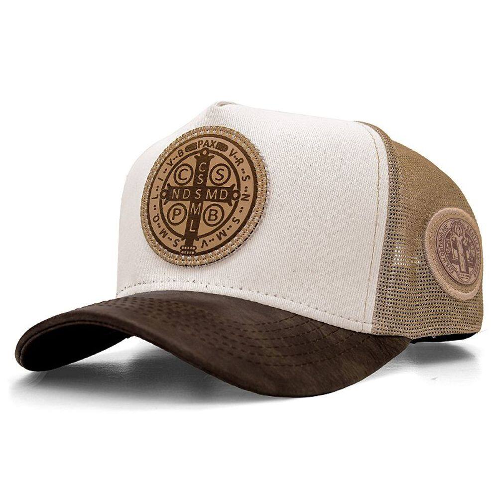 Boné Sacudido`s Medalha de São Bento - Bege e Marrom