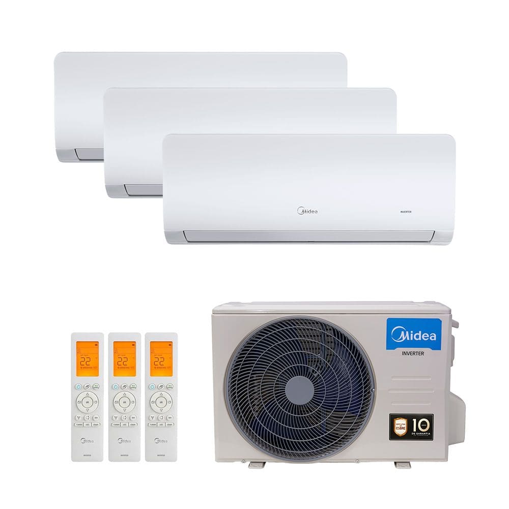 Ar Condicionado Multi Split Midea Inverter Free Match 36.000 Btus ( 3x Hi Wall 12.000) Quente e Frio 220v