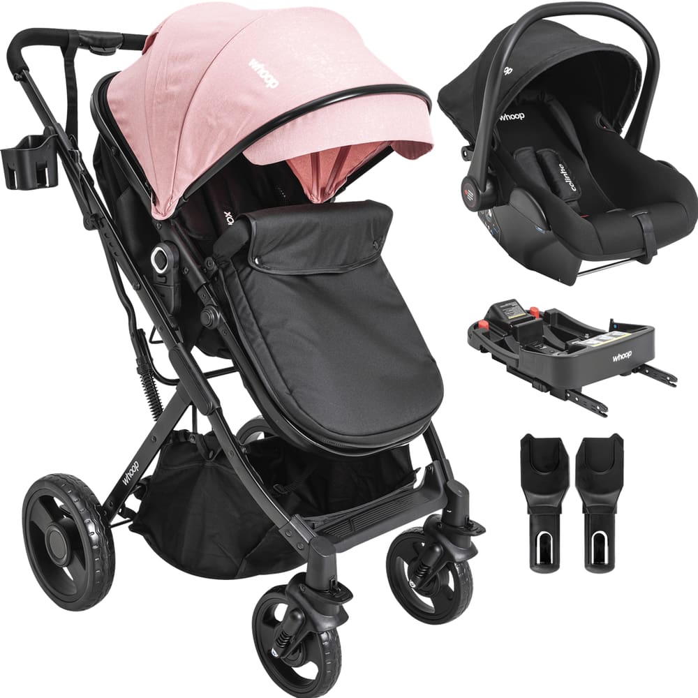 Carrinho de Bebe Bebe Conforto Colinho Base ISOFIX Kiddo Vox II Rosa