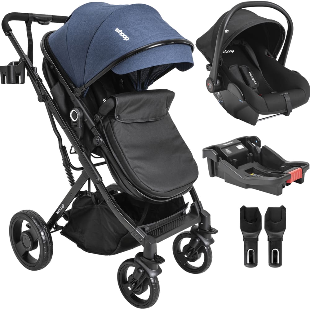 Carrinho de Bebe Kiddo Vox II Bebe Conforto Colinho Base Marinho
