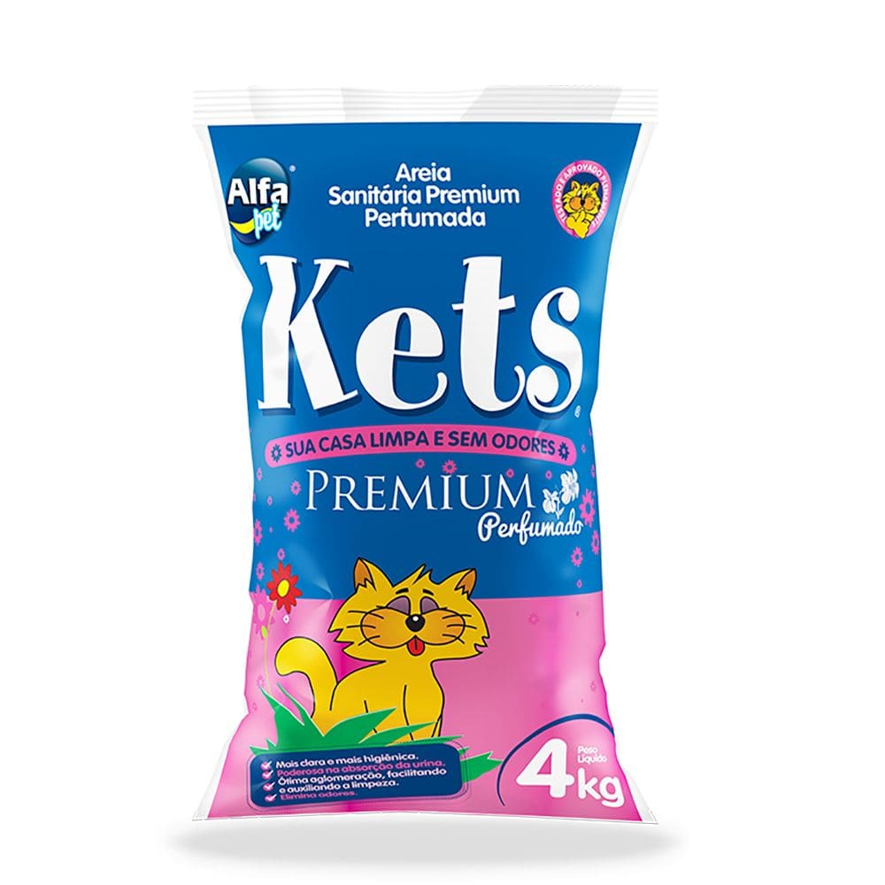 Areia Higiênica Kets Premium Perfumada Gatos 4kg
