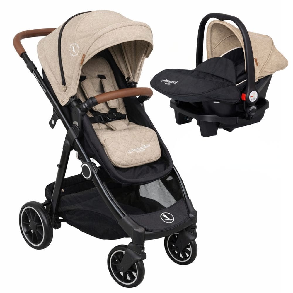 Carrinho De Bebe Aria Areia/Black - Premium Baby