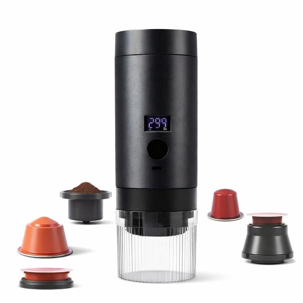 Cafeteira Portátil Elétrica Com Bateria Usb Cápsulas E Café Moído