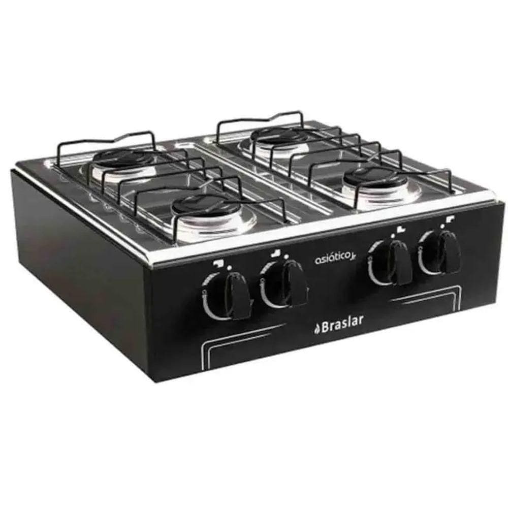 Fogão Cooktop Gás Asiático Jr 4 Bocas Preto Braslar Bivolt