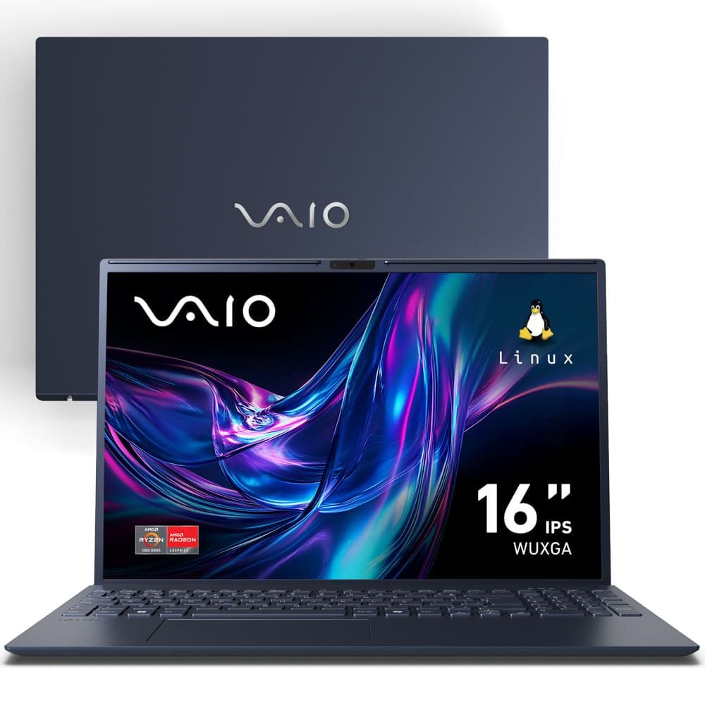 Notebook VAIO FE16 AMD® Ryzen 5-5625U Linux 8GB RAM 512GB SSD 16” IPS WUXGA Antirreflexo - Cinza Grafite