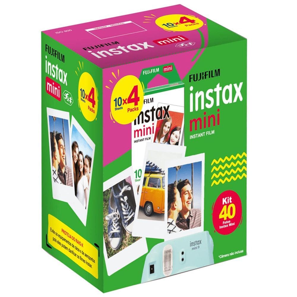 Papel Filme Instax Mini 7, 8, 9, 11 Fujifilm 40Fotos 54X86Mm