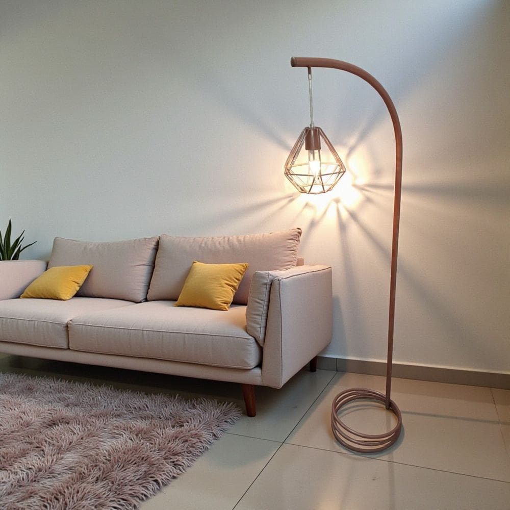 Luminária de Chão Alexa Abajur de Piso Moderno Metal Cúpula Diamante Aramada