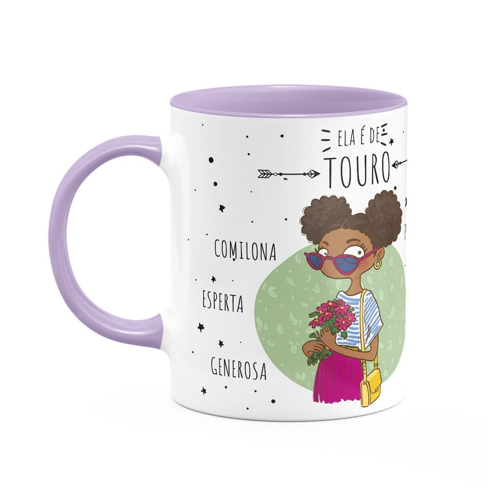 Caneca Signos Cartoon - Ela é de Touro - B-lilac - M2