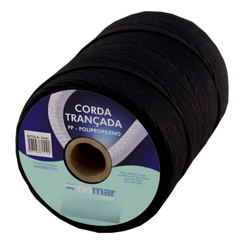 Corda Polipropileno 3Mm 277M - Resistente E Flutu Preto