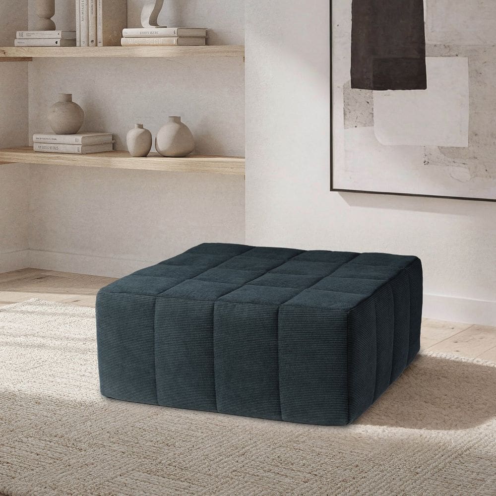 Puff Modular de Espuma Easybox Cabecasa Madeiraoriginals Cotelê Verde Escuro