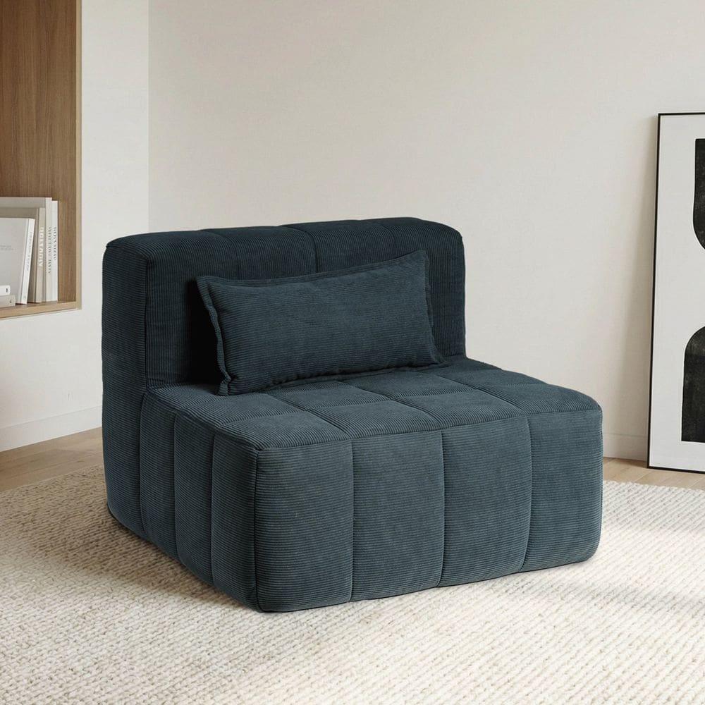 Poltrona Modular de Espuma Easybox Cabecasa Madeiraoriginals Cotelê Verde Escuro