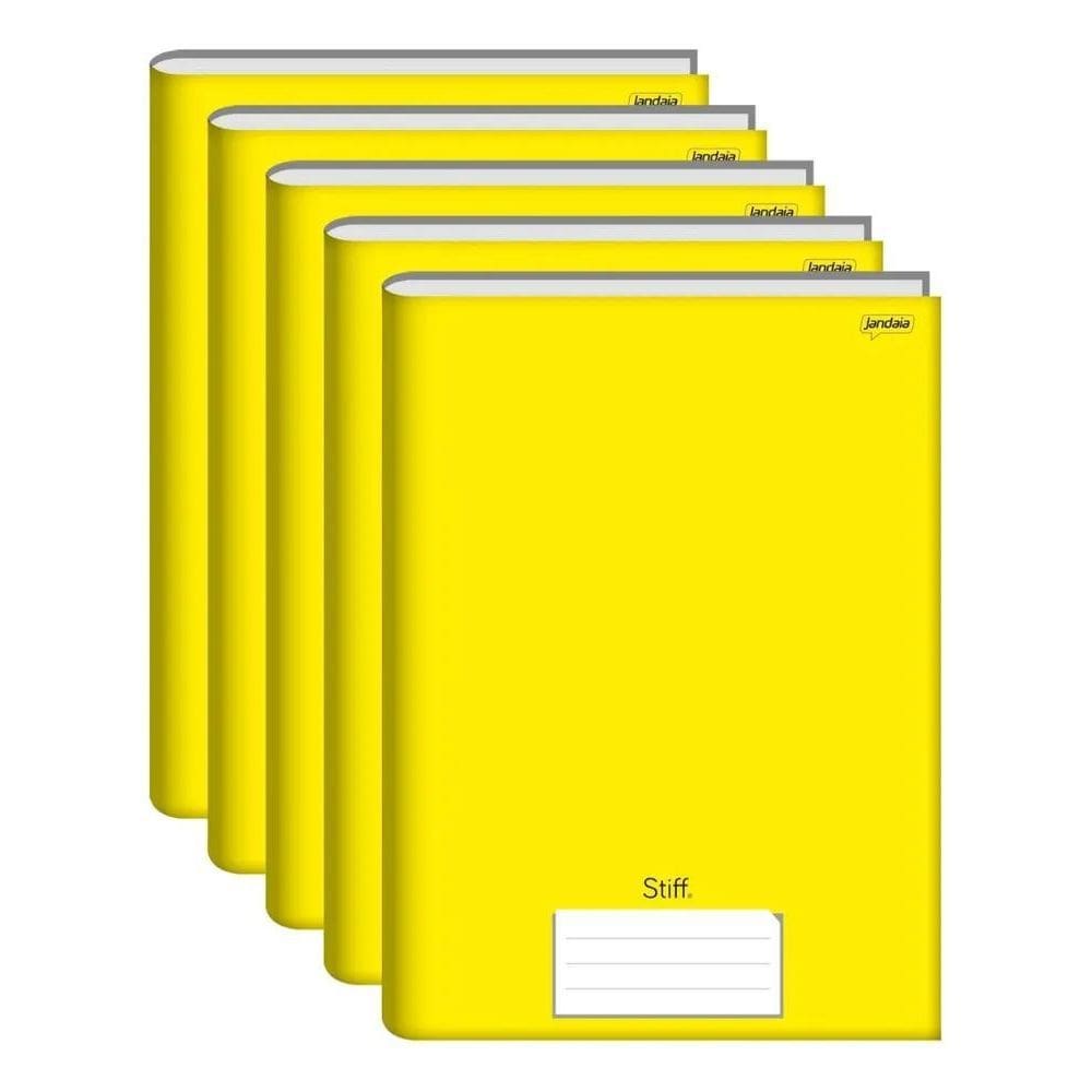 Kit 5 Cadernos Grande Capa Dura 96 Folhas J Amarelo