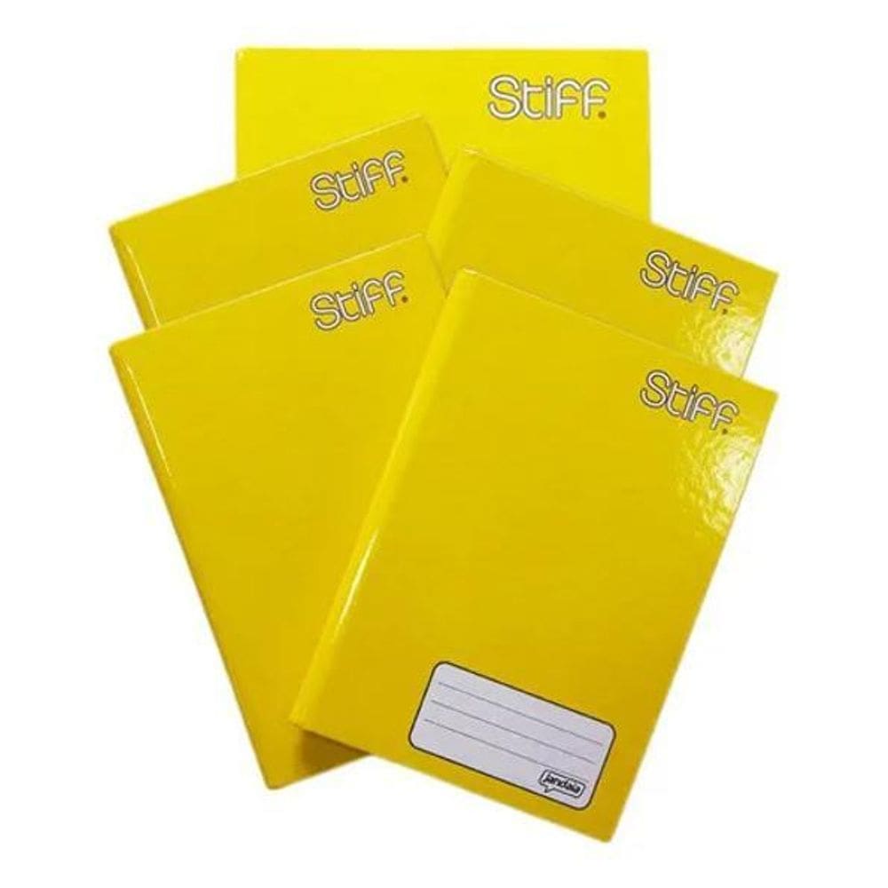Kit 5 Cadernos Jandaia Stiff 1/4 Amarelo 96Fls Capa Dura