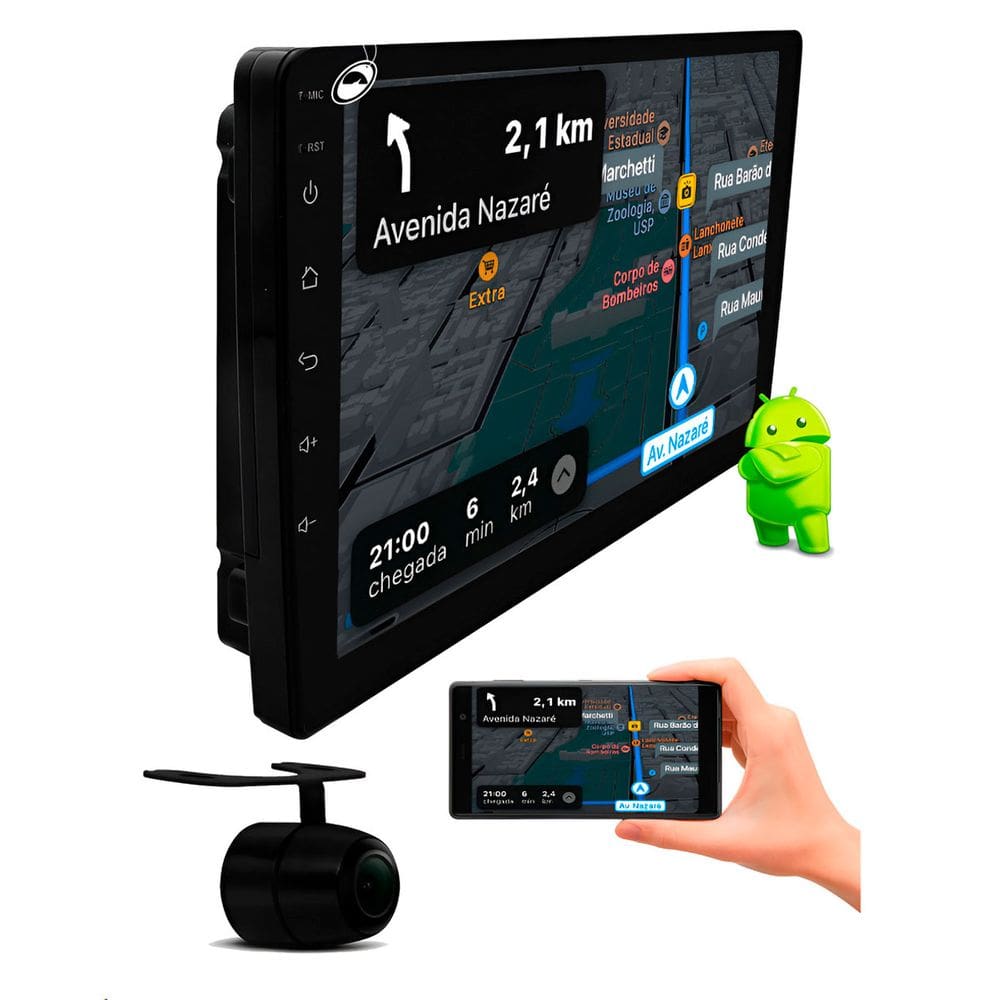 Multimidia 9” Android Ecosport e Fiesta 2004 até 2014 Android Auto Car Play + Câmera Ré