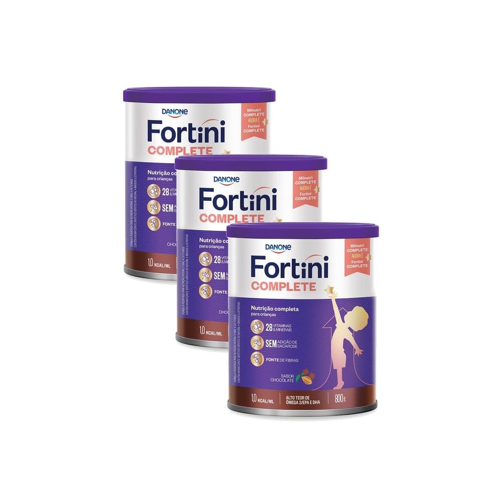 Kit 3 Fortini Complete Sabor Chocolate 800g