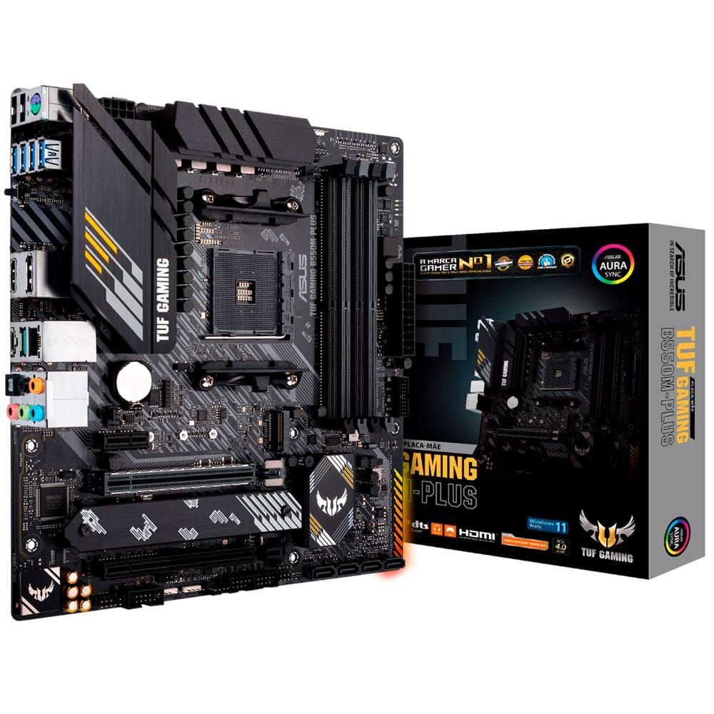 Placa Mãe Asus TUF Gaming B550M-PLUS, AMD AM4, DDR4, USB Type-C, LAN 2.5Gb, Slot NVMe, Micro ATX - 90MB14A0-C1BAY0