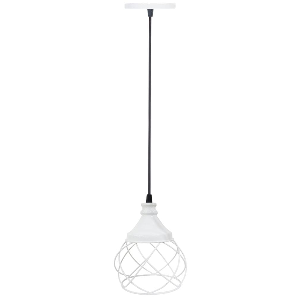 Pendente Aramado Redondo Branco Lustre Luminária Teto Regulável Sala Cozinha Industrial Agp