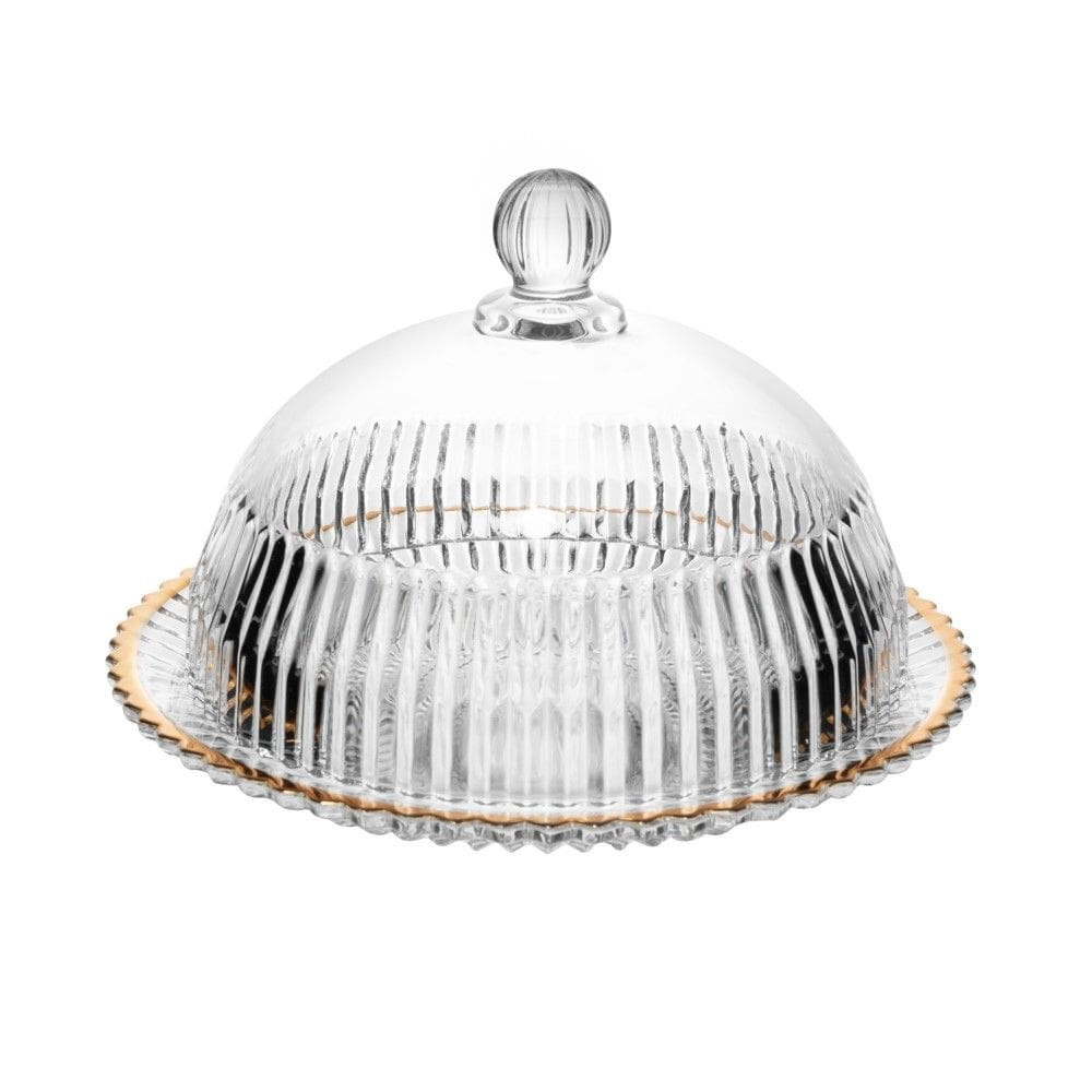 Queijeira de Cristal 20cm Império Fio de Ouro Wolff