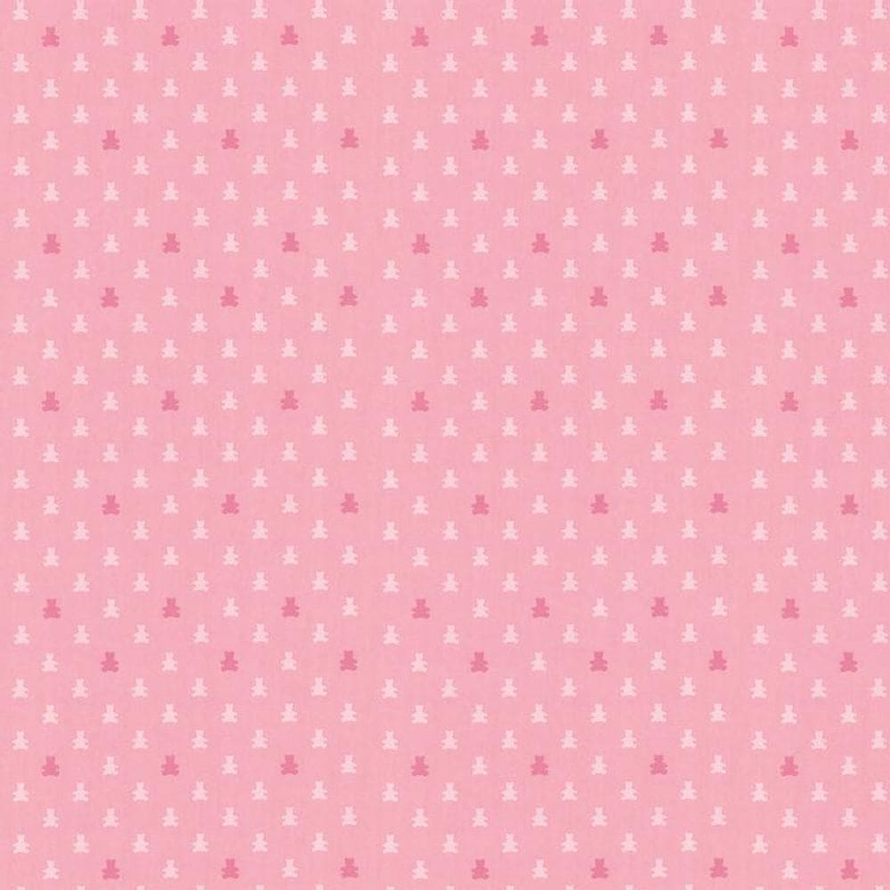 Papel De Parede Ursinhos Com Fundo Rosa Adesivo Quarto Sala