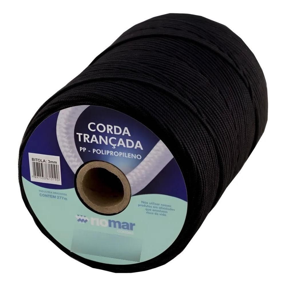 Corda Polipropileno 3Mm 277M - Resistente E Flutu Preto