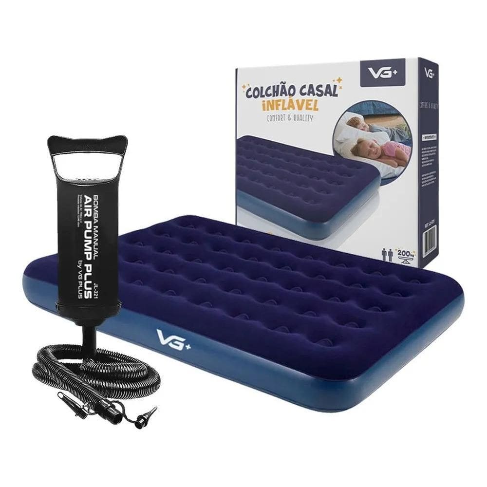 Colchão Casal Inflável Vg Plus Com Bomba - Conforto 200Kg