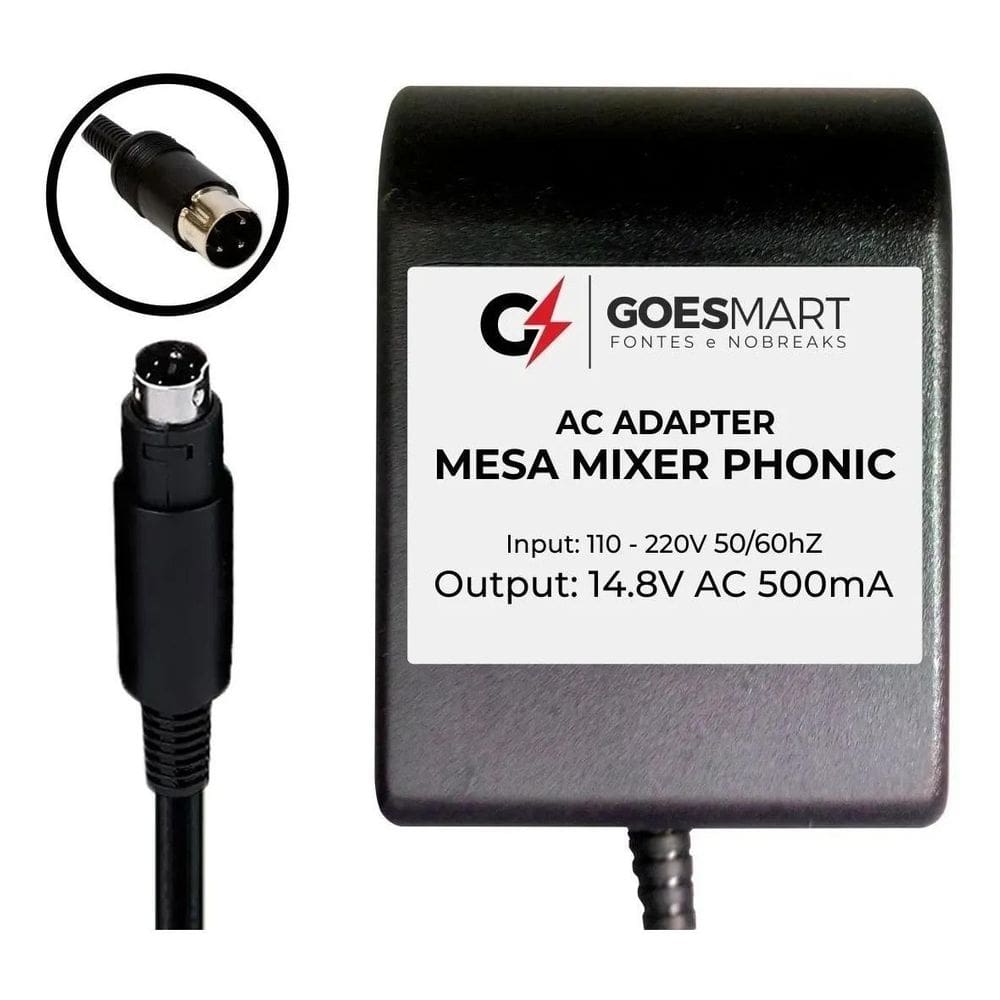 Fonte Para Mesa Phonic Am25 55 105Fx 125Fx 14,8V 500Ma