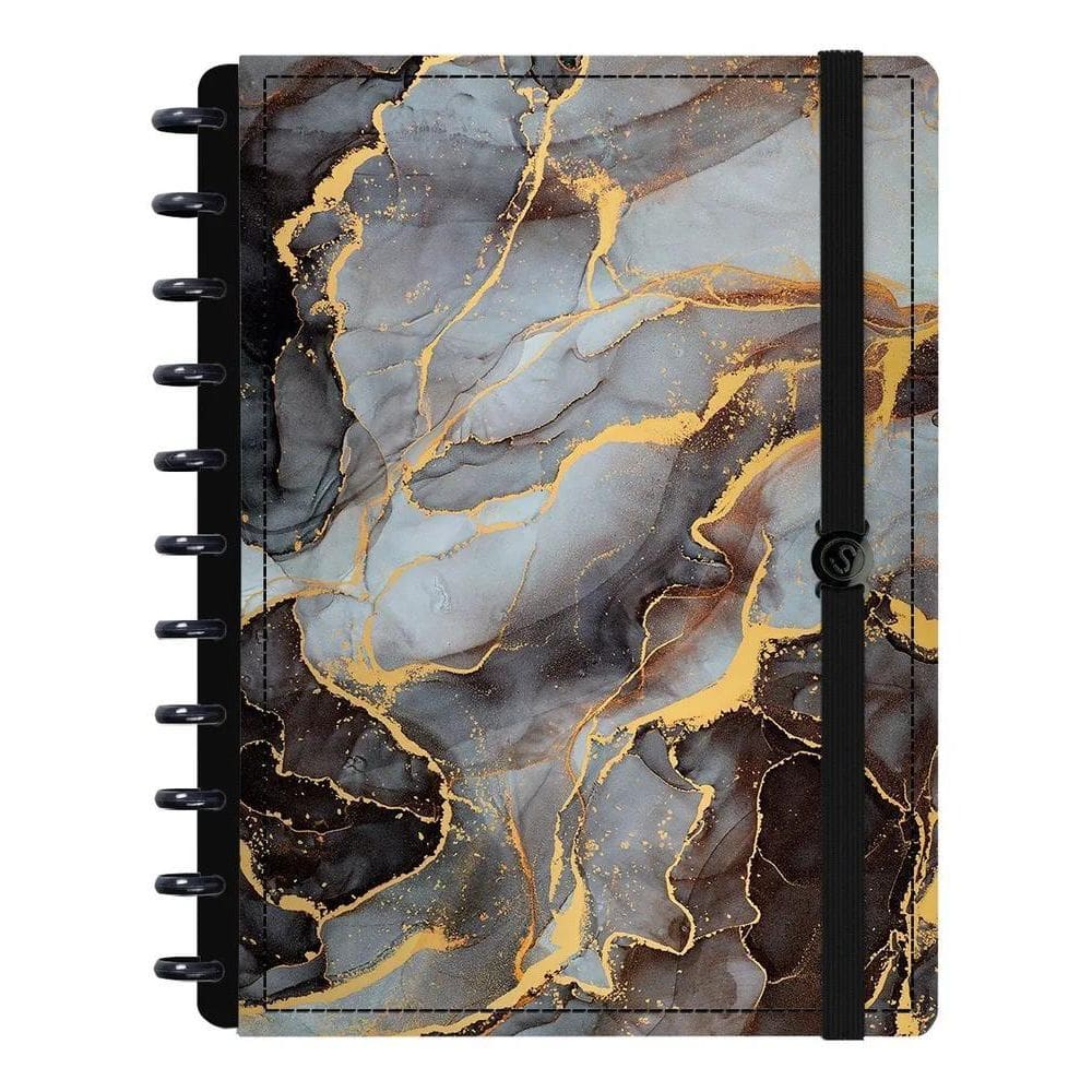 Caderno Disco Inteligente Mármore Preto - Organização Criati